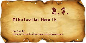 Mikolovits Henrik névjegykártya